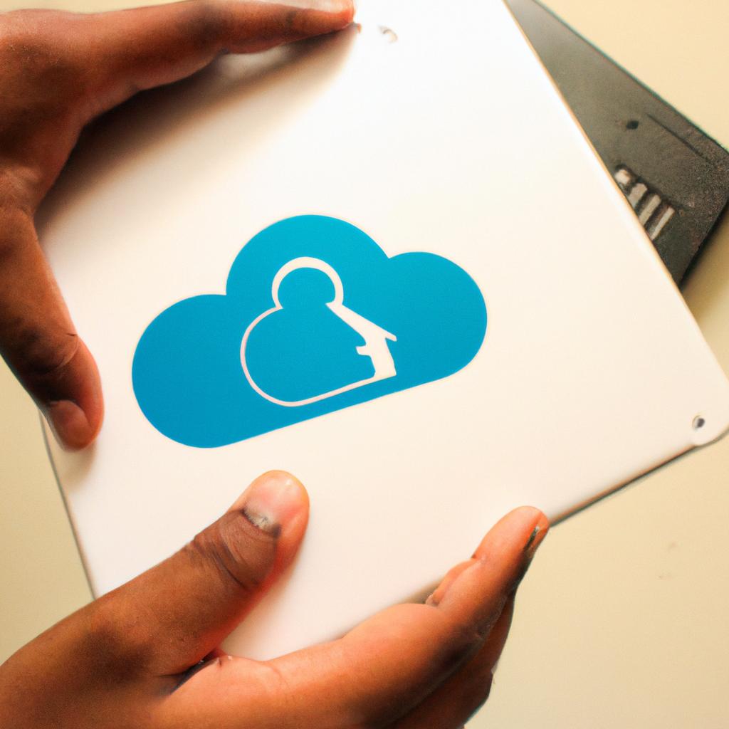 Person using cloud storage technology