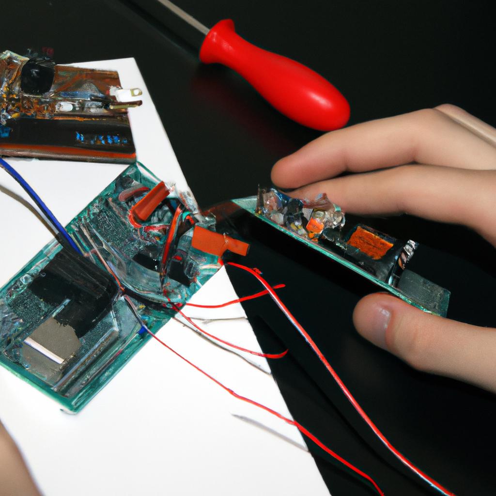 Person working with microcontrollers